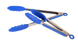 Premium Stainless Steel Silicone Kitchen Tongs Set, pack of 2- 12 inch Barbecue (BBQ) Tongs and 9 inch Salad Tongs- Blue
