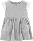 Carter's Baby Girls 2 Piece Bodysuit Dress and Cardigan Sweater Set, Navy/Grey, Newborn