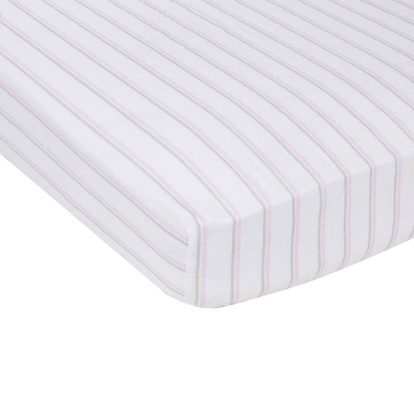 MiracleWare Blanket Muslin Crib Sheet, Pink & Gray Stripes