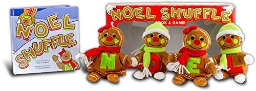 Noel Shuffle Gift Set - Christmas Family Game with (4) Plush Gingerbread Dolls and Book, Fun Holiday Tradition, Makes Great Stocking Stuffers and Decorations