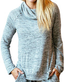 Hello Mello Carefree Threads Womens Loungewear Top With Pocket and Cowl Neck
