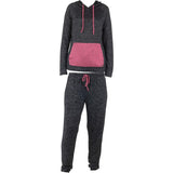 Hello Mello Carefree Threads, Hoodied Top and Jogger Pant Set with Drawstring Bag, Melange