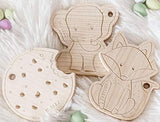 Mitteez Teething Buddies Wood Teether Toy with miniStrands Chewbeads and Pacifier Clip for Baby (Lacey the Cookie)