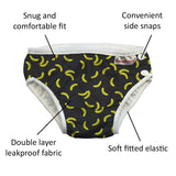 ImseVimse Eco Friendly Reusable Swim Diaper Made of Organic Cloth Sized for Infant to Toddler Boys - Black Banana, 2 Pack