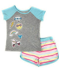 Wonder Nation Girls' Graphic Short Sleeve Top and Shorts 2-Piece Pajamas, Unicorn, Cat, Dog, Mermaid Styles