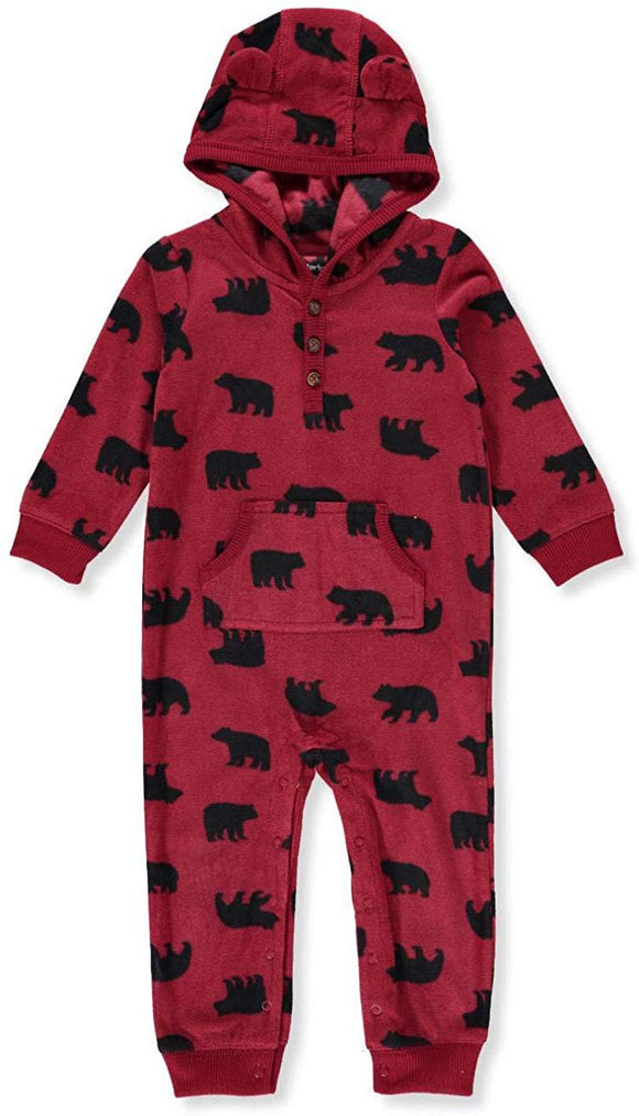 Carter's Baby Boys' One Piece Fleece Jumpsuit Red Bear, 9 Months