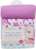 MiracleWare Muslin Swaddle Blanket, Radiant Orchid Stars Collection, 4 Pack