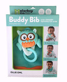 The Makers of the Munch Mitt Introduce the Buddy Bib, 3 in 1 Bandana Drool Bib - Sensory Toy, Teething Ring, Plush Pacifier Holder