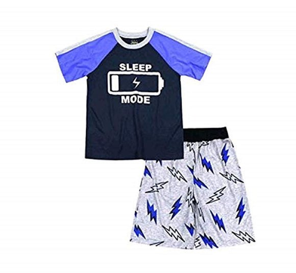 Boy's 2 Piece Pajama Sleepwear Set (X-Small 4/5, Navy Blue Sleep Mode)