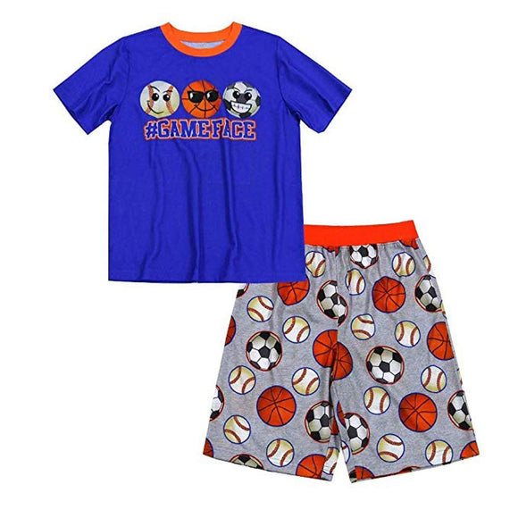 Boy's 2 Piece Pajama Sleepwear Set (X-Small 4/5, Blue Sports)