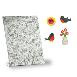 Galvanized Metal Photo Board Home and Office Decor Includes Spring Magnet Set, by Roeda Studio