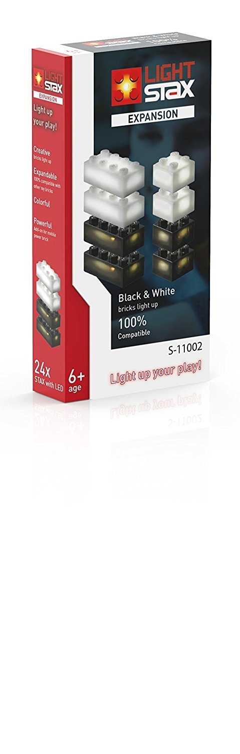 Light Stax Illuminated Building Blocks - 24 Piece Black and White Expansion Set