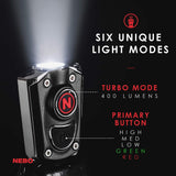 NEBO 400-Lumen Key Chain Flashlight: Features 6 Unique Light Modes, Including 400 Lumen Turbo Mode and 3 LED Color Options; Easily Secured via Necklace, Lanyard or Keyring â€“ MYCRO 6714