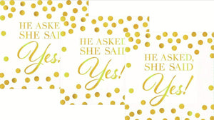 He Asked She Said Yes | Amscan Wedding Beverage Napkins Value Pack, Gold/White, 5" X 5" (3 Pack)