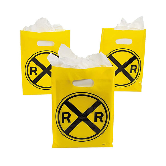 Fun Express - Railroad Plastic Treat Bags for Birthday - Party Supplies - Bags - Plastic Bags - Birthday - 12 Pieces