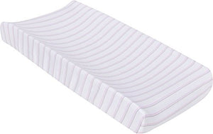 MiracleWare Muslin Changing Pad Cover, Pink and Gray Stripes