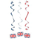 Fun Express - British Party Hanging Swirls for Party - Party Decor - Hanging Decor - Spirals & Swirls - Party - 12 Pieces