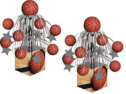 Creative Converting Sports Fanatic Basketball Centerpiece with Mini Cascade and Base, Orange