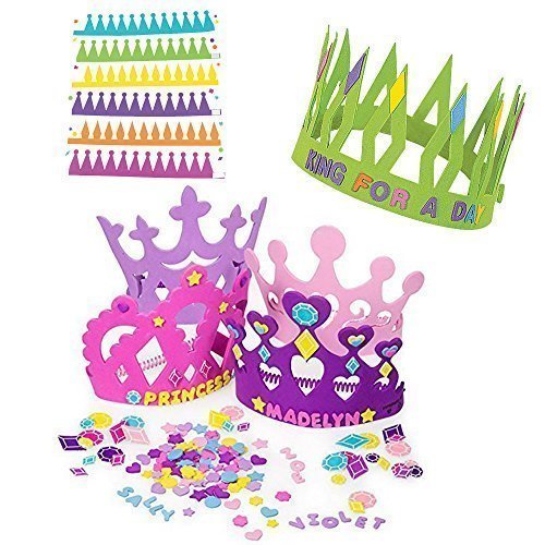 12 Princess Foam Tiara Craft Kits + 12 Prince King Foam Crown Craft Kits - Great fun for kids birthday party.