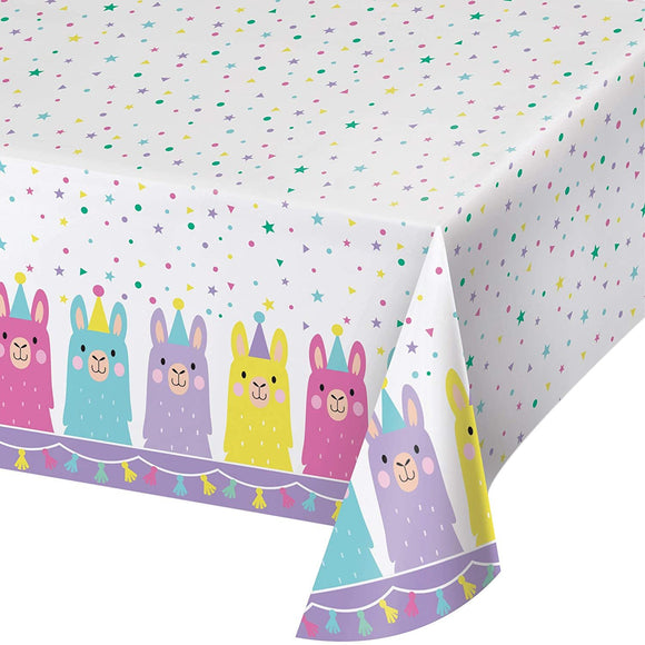 Creative Converting Llama Party Plastic Tablecloth, 1 ct, Multi-colored, 54