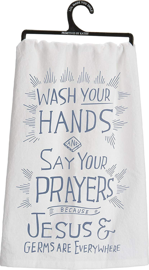 Primitves By Kathy Tea Towel - Jesus and Germs Are Everywhere