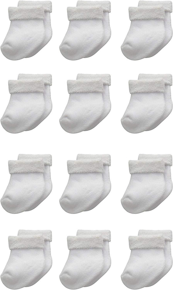Gerber Baby 12-Pack White Terry Socks