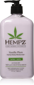 Hempz Herbal Body Moisturizer, Light Purple, Vanilla Plum, 17 Fluid Ounce