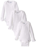GERBER Baby Girls' 3-Pack Long-Sleeve Mitten-Cuff Onesies Bodysuit