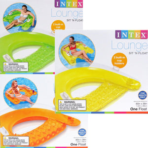 Intex Sit N Float Inflatable Lounge, 60" X 39" (Colors May Vary)(2-Pack)